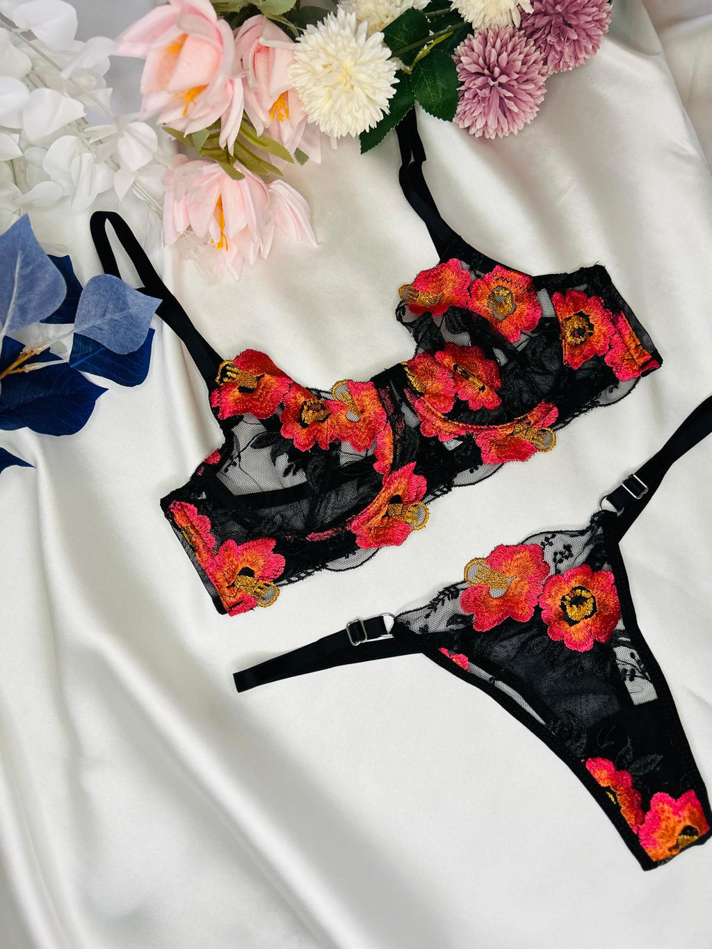 Signature Crimson & Black Lace Set